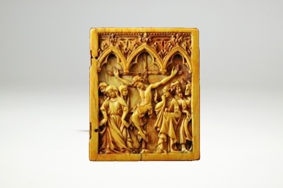 中世　象牙の祭壇画　キリストの磔